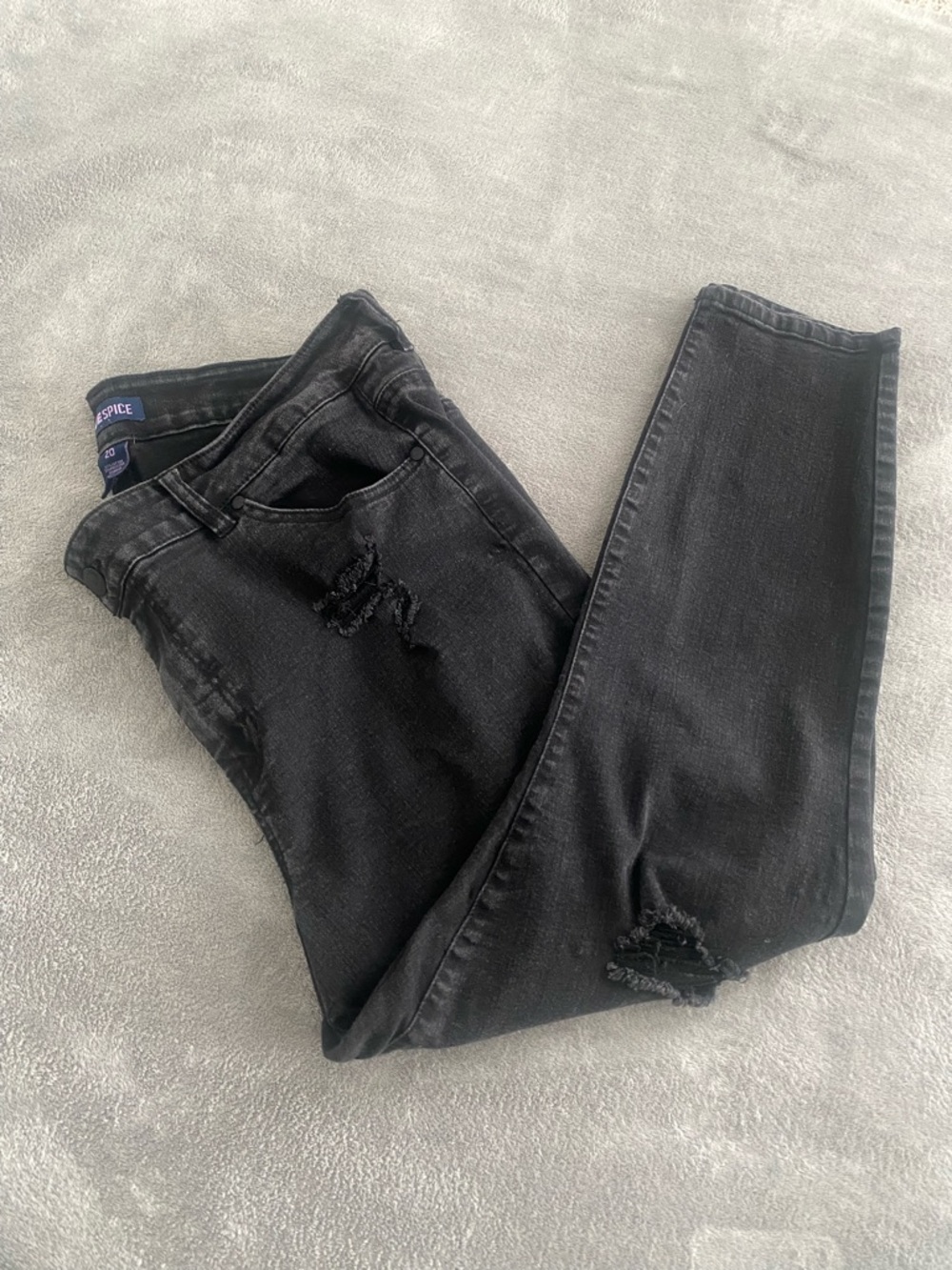 Blue Spice Black Distressed Skinny Jeans Size 20 denim